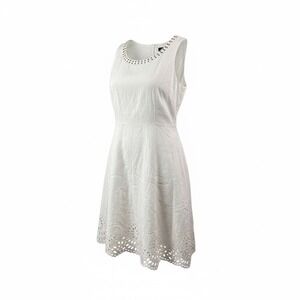 Ashley Stewart White Eyelet Sleeveless Dress Summer Casual Women's Size 20